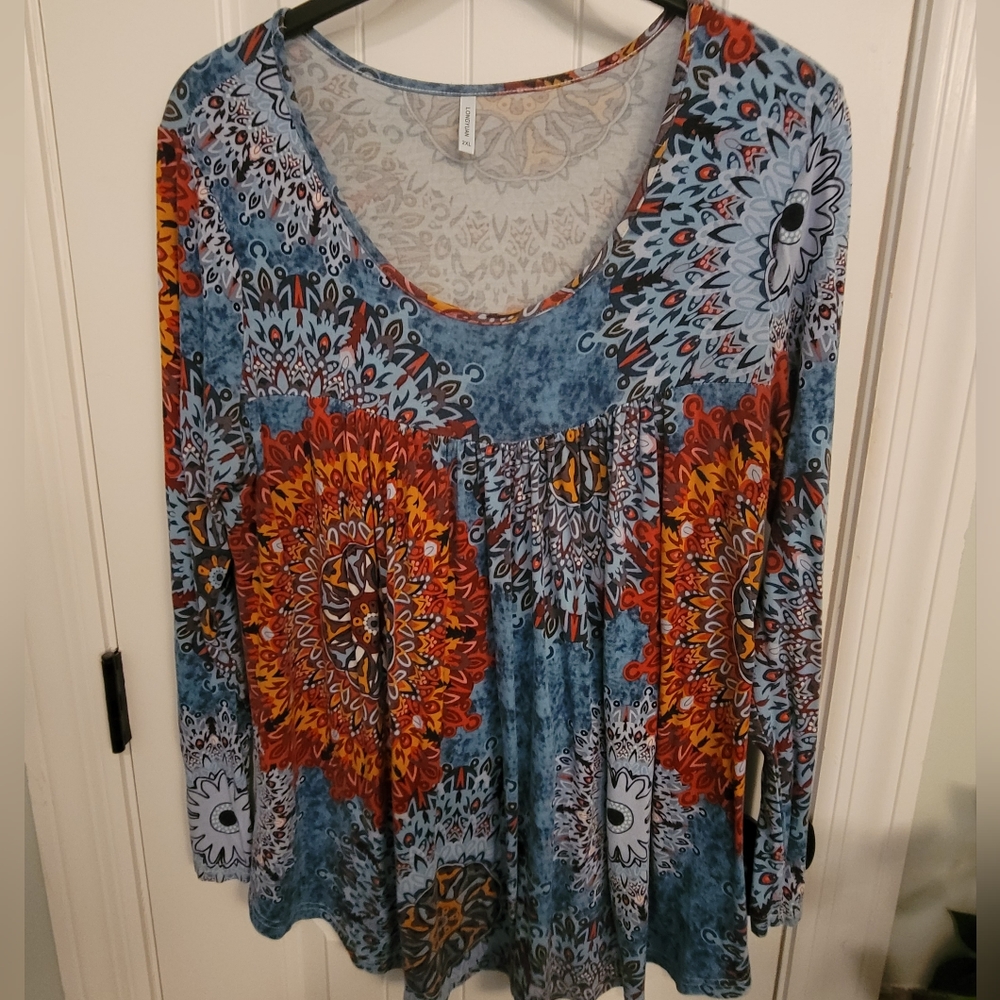 Blue long sleeve cotton tee